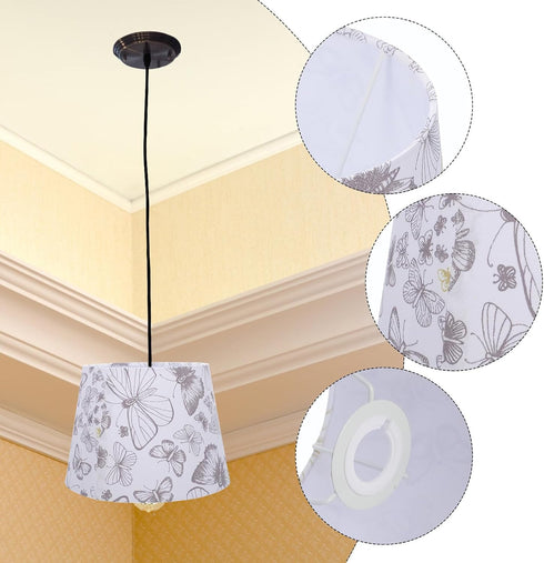 HAMPPLIES Fabric Round Lamp Shade for Table Wall and Floor Lamps Lightweight Soft Light Cover with Butterfly Print Easy
