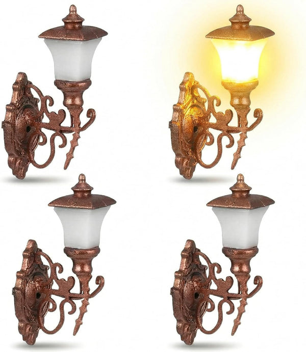 DOITOOL 4Pcs Dollhouse Wall Light Mini Vintage Dollhouse Wall Sconce Lights Decorative