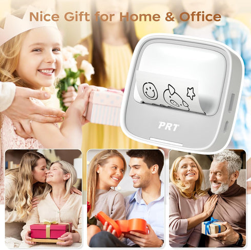 PRT 1 Mini Sticker Printer, Portable Thermal Printer with Roll Sticker Paper, Inkless Sticker Maker, Bluetooth Label
