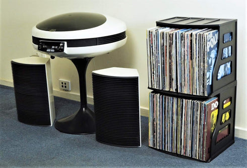 Vinyl Record Storage Holder, LP Box, Scrapbook 12x12 Paper Rack, Desktop Organizer, Stackable Filing Crate