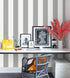 Erfoni Grey and White Striped Contact Paper, Peel and Stick Wallpaper for Livingroom Decor, 17.7"x118"