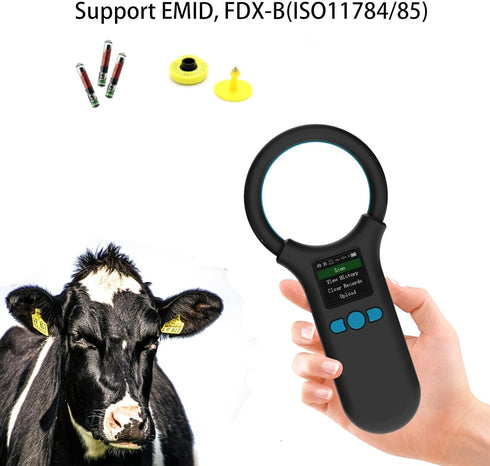 Rabitpos 1.44 500 800mAh 3-in-1 Pet Microchip Scanner, Animal Universal Microchip Tag Reader Scanner with TFT Screen