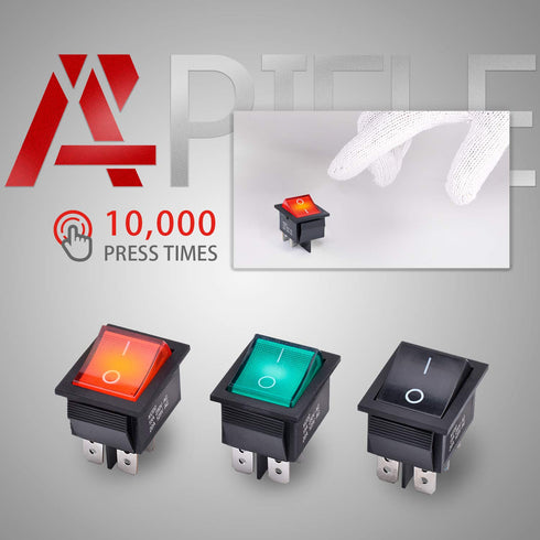 APIELE 3Pcs 2 Position Rocker Toggle Switch ON/Off, AC 125V/20A 250V/16A for Boat with LED Light