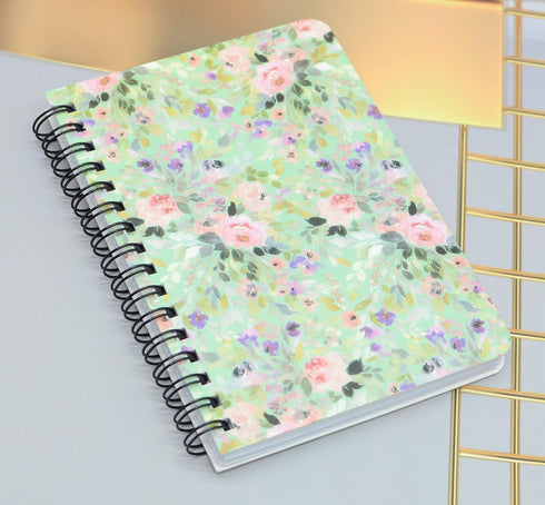 Yansanido Spiral Notebook, 4 Pcs A6 Flower Design, 80 Sheets - 160 Pages Thick Hardcover 8mm Ruled Journals for Study