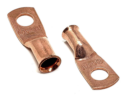 10pcs 6 Gauge 6 AWG x 5/16” Pure Copper Cable Lug Terminal Ring Connectors with Dual Wall Adhesive Lined Tubing