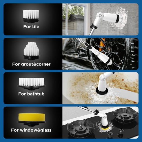 4 Electric Spin Scrubber, Upgraded Bathroom Cleaner, Power Shower Cleaning Brush with Extendable Handle & Brush Heads