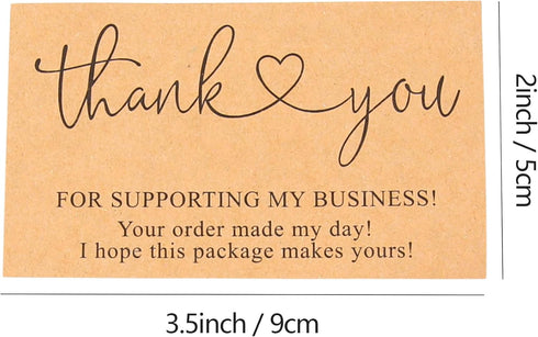 Vagocom 200Pcs Cards,2 3.5 Inches 9 5 cm Packaging Brown Thank You for Supporting My Business x / x Small Bulk Customer