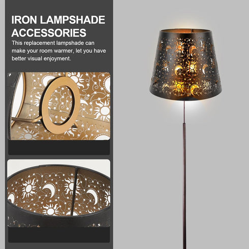 SUNFECILI Shade,E27 E26 Small Lamp Shade,Metal Lampshade,Shadow Metal Lamp Clip On Lamp Shade Table Hollow Out Iron