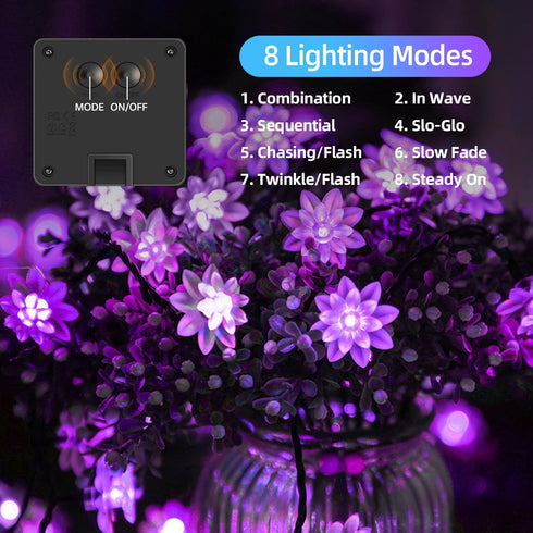 50 ITICdecor Solar Flower String Lights Outdoor Waterproof LED Upgraded Flower Fairy Light for Garden Fence Patio Yard