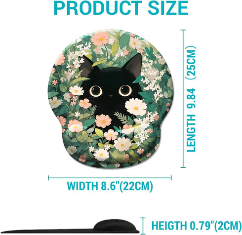 Ergonomic Mouse Pad with Wrist Support, Flower Cat Gel Mouse Pad for Comfortable Work Accessories