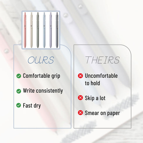Mr. Pen - Retractable Fine Point Gel Pens, 6 Pack, Cute Aesthetic Morandi Barrels, Fast Dry Ink for Journaling