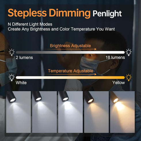 Dimming, RISEMART Pen Light for Nurse, Rechargeable LED Medical PenLight, Warm/Cool White & Stepless Portable Medical