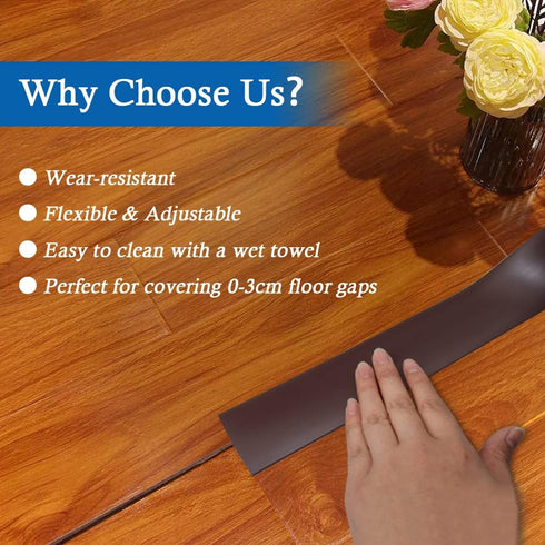Floor Transition Strip, Self Adhesive Flooring Cover Strips for Laminate Floor, 2" Wide Vinyl Divider (3.3Ft, Brown)
