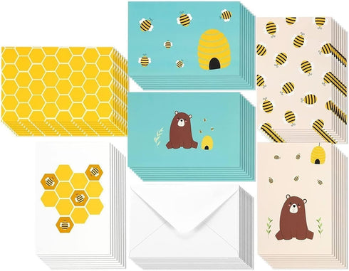 BEST PAPER GREETINGS Bear Note Cards Honey Bee Thank You Cards & Envelopes - 48 Pack 4 x 6 in Bee Themed Stationery