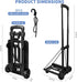 VDHU 2 40kg/90lbs 2 Folding Hand Truck Lightweight Portable Cart, Wheels Fold Up Hand Cart with Elastic Ropes,Compact