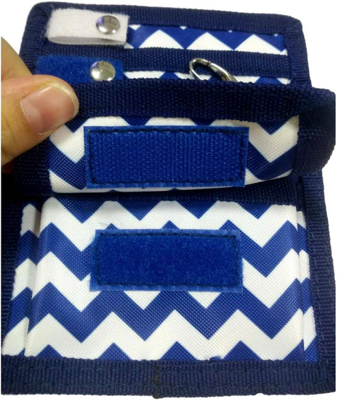 6 Piece Pocket Organizer Kit with Fashionable Blue Chevron Pattern, 6 Pockets and Needed Accessories