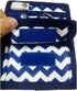 6 Piece Pocket Organizer Kit with Fashionable Blue Chevron Pattern, 6 Pockets and Needed Accessories