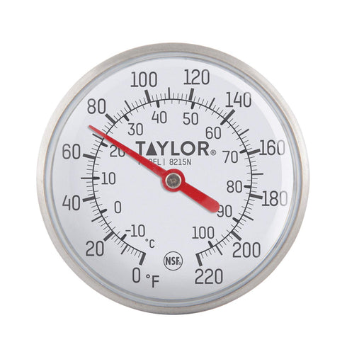 Taylor 8215N Pocket Dial Thermometer, 8-Inch Bi-Therm, 1.75-Inch Dial, 0 to 220 Degree F, NSF