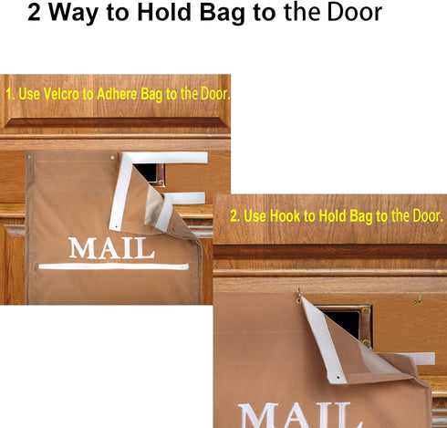 Mail Catcher Bag for Mail Slots, Efficient Letter Cage Door Bag, Reduces Drafts for Home Office and Garage Doors (Tan)