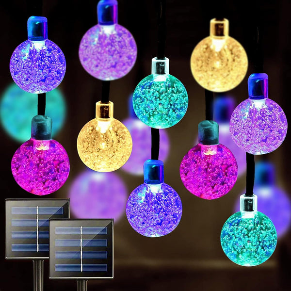 Jedavai Solar String Lights Outdoor 2 Pack 200 Led 80FT Multi-Color Crystal