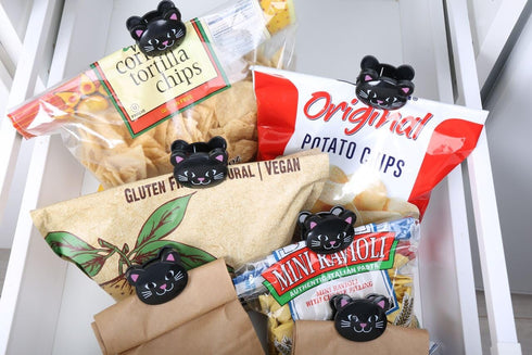 Set 6,Black Kikkerland Cat Bag Clips