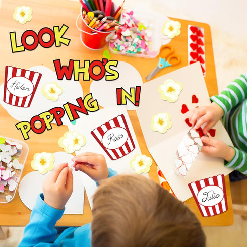 Whaline 77Pcs Popcorn Cut-Outs with 100Pcs Glue Points for DIY Craft Art School Home Party Favor Bulletin Board Decor