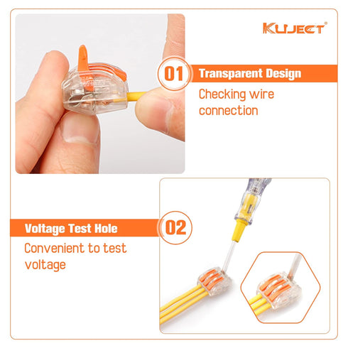 Kuject 150PCS Lever Wire Nuts Connectors Kit, Electrical Lever Wire Connectors Push-in AWG 28-12, 2/3/4/5/8 Conductor