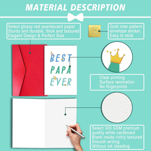 LYMEQING Best Papa Ever Card, Funny Fathers Day Card for Dad Daddy Pop, Sweet Lovely Fathers Day Gift from Kids