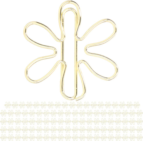 Cute Paper Clips, 100pcs Funny Planner Clips Innovative Cute Design Anti Rust Electroplating Process Gold Paper Clips Paperclip Bookmark for Office Home School (Flower) by Pissente