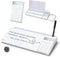 TOWON Desktop Glass Whiteboard with Basic Calculator, 12 Digit LCD Display, Desk Organizers, White, 18'' x 6''