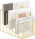 Simmer Stone Incline File Sorter, 7 Slot Magazine Holder for Letter, Document, Folder, Metal Desktop Organizer, Gold