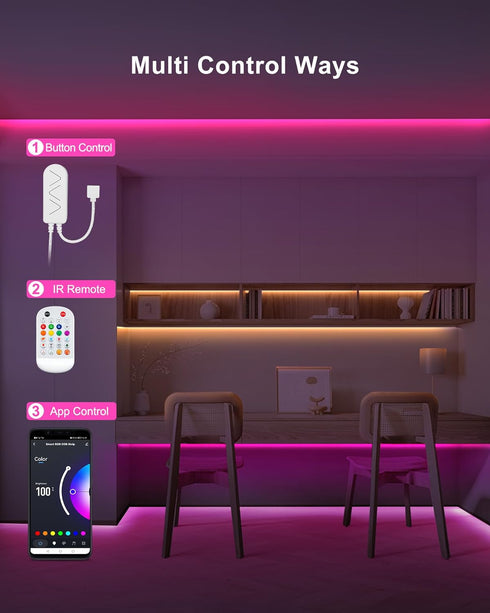 4.92ft Bluetooth RGB COB Led Strip Lights with Remote, Dimmable Smart App Light Strip, Color Changing Music Sync for
