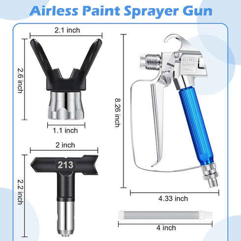 Zhengmy 12 Nozzle (109,213,313,413,515) Pcs Airless Paint Sprayer Gun with Guard Spray Tips and Airless Paint Spray Gun