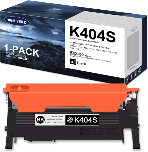 K404S Black Toner Cartridge Replacement for Samsung CLT-K404S, Toner for Xpress C430W C480FW, 1-Pack