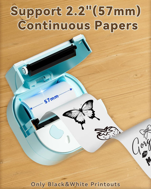 NDYIN 3 Sticker Printer, PrintPods Mini Printer, Bluetooth Portable Sticker Maker with Rolls Paper, Print Pod Inkless