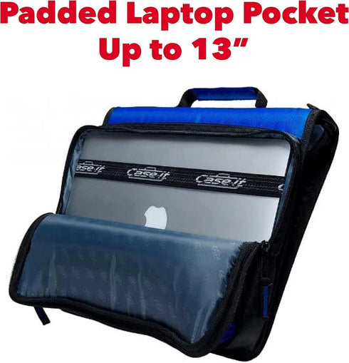 Case-it Universal Zipper Binder, 2 Inch O-Rings, Padded Pocket for 13 Inch Laptop/Tablet, Fire Engine Red LT-007
