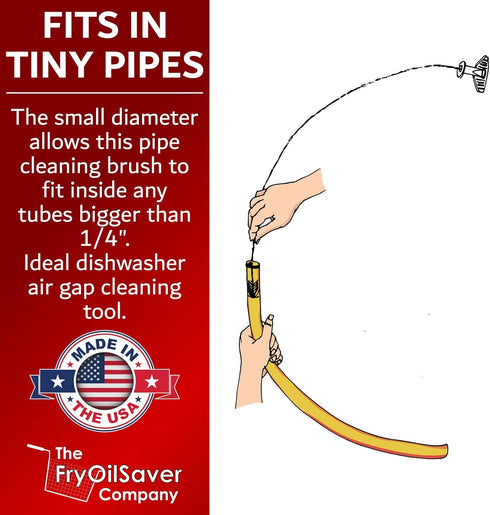48" Commercial B291C Air-Gap Drain Brush - Flexible Dishwasher and Sink Cleaner Tool for Home and Kitchen - Long Pipe