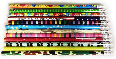 SKKSTATIONERY 288pcs Assorted Colorful Wooden Pencils with Eraser, Novelty Kids Pencils