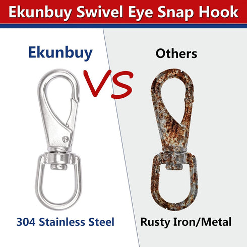Swivel Eye Snap Hooks – 304 Stainless Steel Heavy Duty Spring Hooks for Keychains, Bird Feeders, Pet Chains