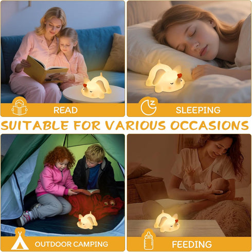 FRDEV 3-Level Dimmable, Elephant Night Light for Kids, Silicone Squishy Lamp with Touch Control Auto-Off Timer