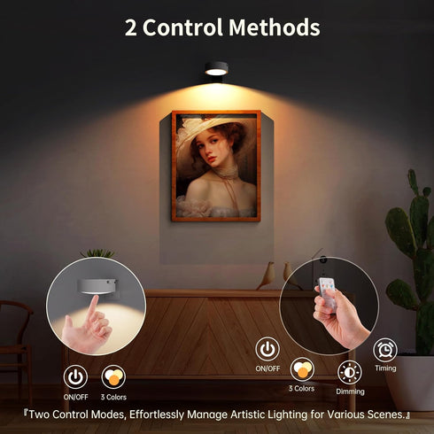 Narotood 3 Pack 3 3 Pack) Picture Lights for Wall, Rechargeable Battery Operated wall lights, Picture Frame lights