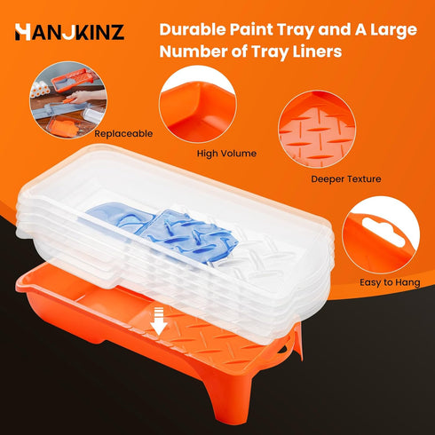 Microfiber Paint Roller Covers (3/8" Nap): 2 Inch 15 Pack Small Paint Roller Kit with High-Density Fabric, Paint Tray,