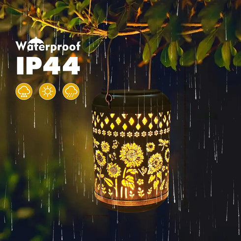 2 Pack Kaixoxin Solar Garden Decor Metal Lantern Sunflower Table Lamp Bronze Outdoor Dercoration Great Gift for Women