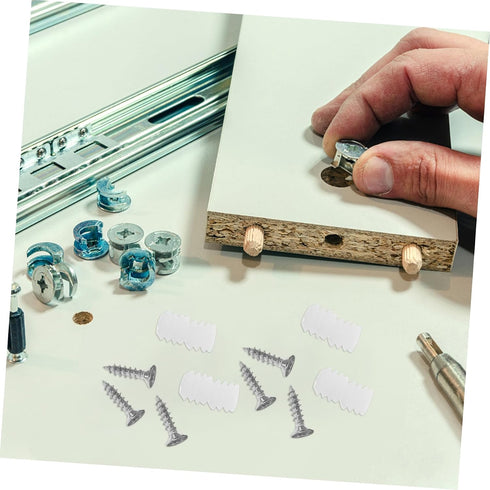 200pcs NUOBESTY Plastic Hinge Dowel Inserts Self-Tapping Screws for Cabinet Door Repair and Installation Plastic
