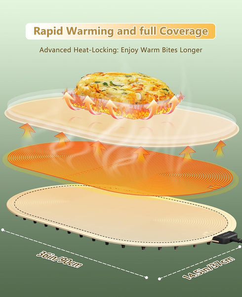 Countertop 36"x15"),Electric Food Warming Mats for Extra Large(XXL Heating Pad for Food,Roll Up Silicone Warmer Mat