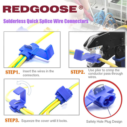 100PCS Scotch Lock Solderless Quick Splice Wire Connectors, 22-18 AWG Electrical Wire Connector (Red)