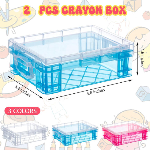 Suzile 25 Pcs Plastic Crayon Boxes with Snap Lids, Stackable Crayon Organizers for Art Crafts and Office Supplies