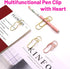 Pen Holder for Notebook, 20PCS Metal Pen Clips with Heart, Cute Journal Paperclips, Large Size Pencil Holder (Rose Gold)