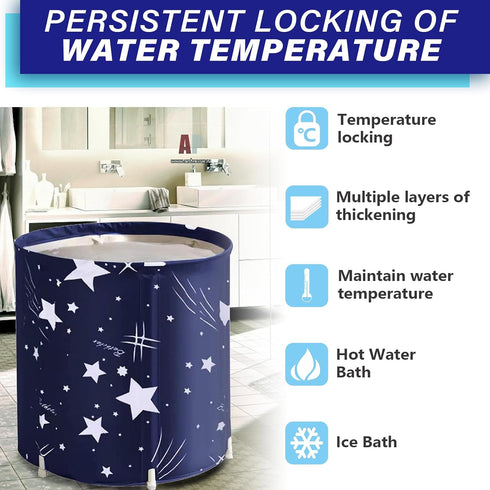 BDL Portable Bathtub, Foldable Adult Japanese Soaking Bath Tub, BDL Freestanding Ice and Hot tubs with Thermal Foam