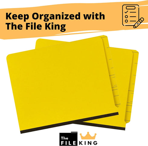 The File King Two Divider Pressboard Classification Yellow File Folder, Letter Size, Box of 10